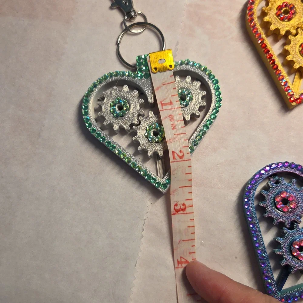 Choice of 1: Hand Crafted 3-D printed Heart with moving gears Keychain/Bag Charm - Picture 3 of 3